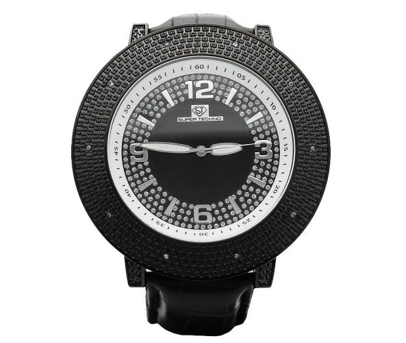 Black Super Techno Watch Real Diamonds HipHopBling