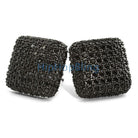 Black XL Rounded 3D Box Bling Bling Earrings HipHopBling