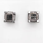 Black/White 3D Cube Diamond .29cttw Earrings .925 Sterling Silver HipHopBling