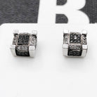 Black/White 3D Cube Diamond .29cttw Earrings .925 Sterling Silver HipHopBling
