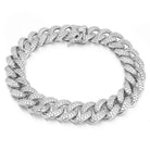 Bling Bling 12MM Cuban Iced Out Bracelet White Gold 7" HipHopBling