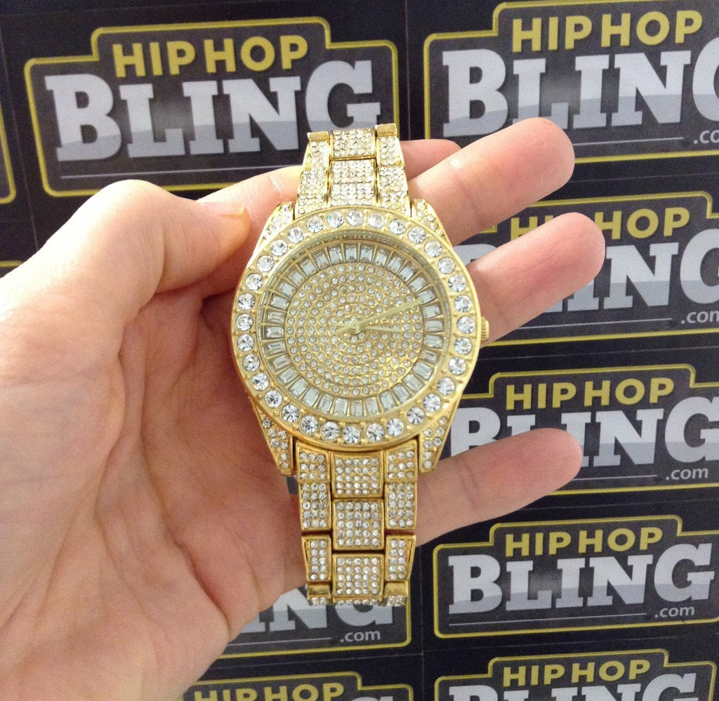 Bling Bling 41MM Gold Fully Custom Watch HipHopBling
