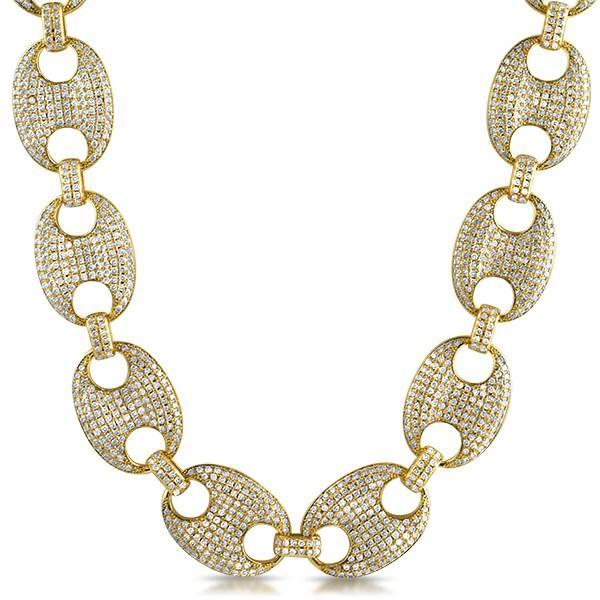 Bling Bling Chain .925 Sterling Silver Gold 24MM Marine Link CZ 18" HipHopBling