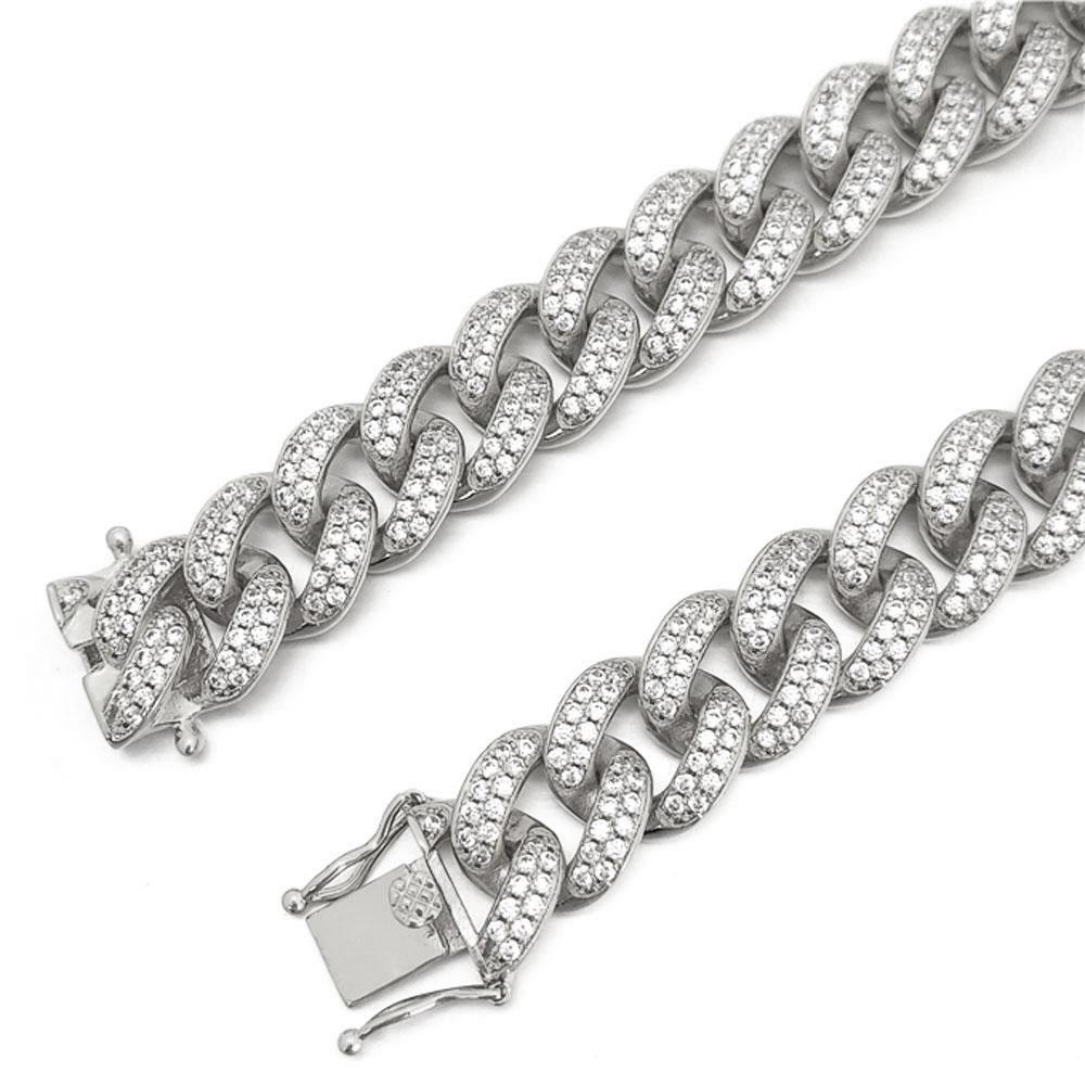 Bling Bling Cuban Chain 12MM Wide White / Yellow Gold White Gold 18" HipHopBling