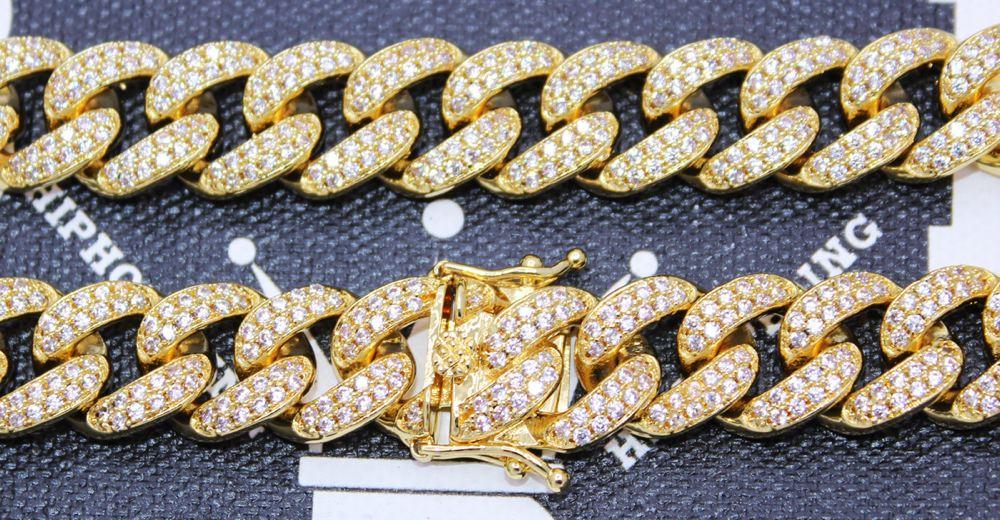 Bling Bling Cuban Chain 12MM Wide White / Yellow Gold White Gold 18" HipHopBling