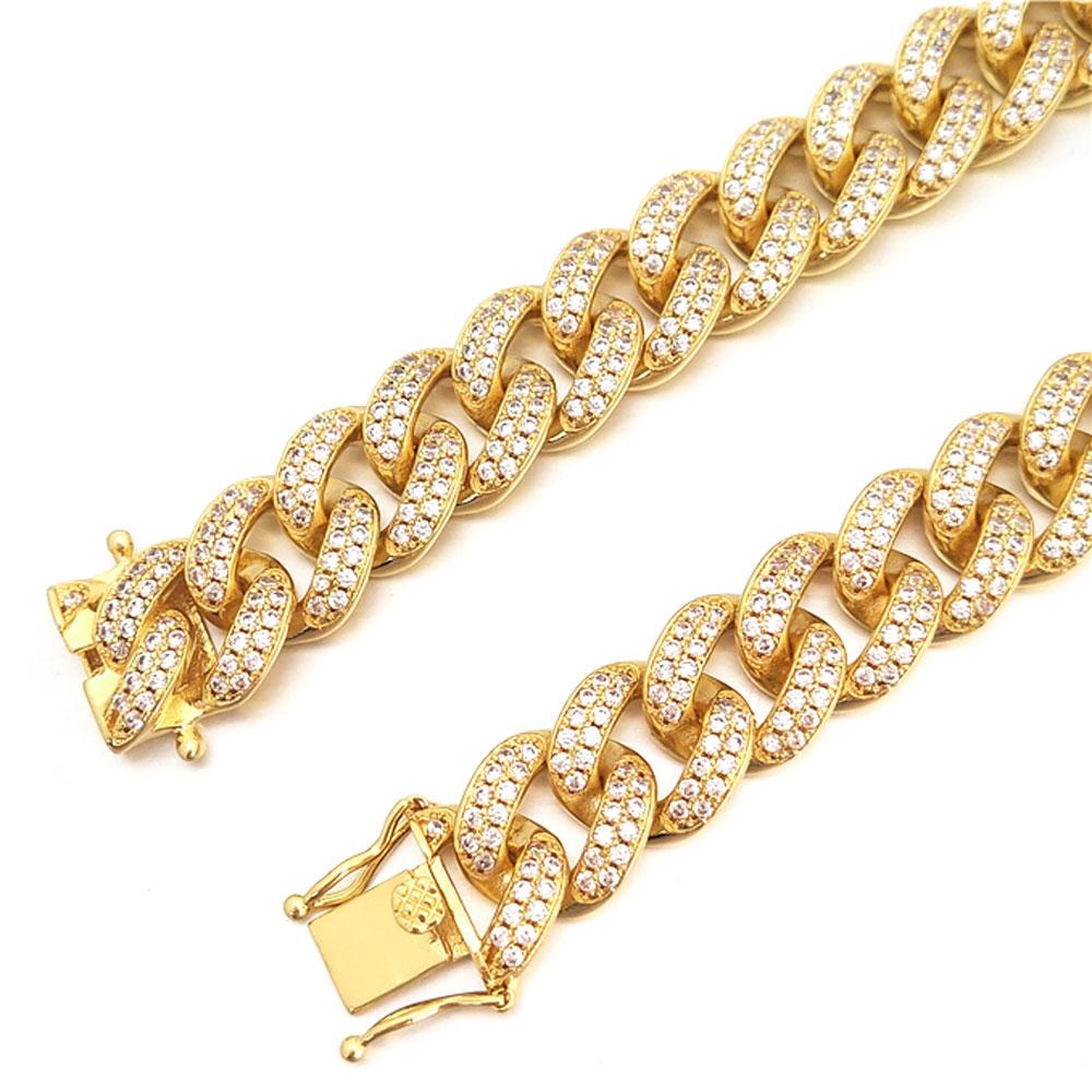 Bling Bling Cuban Chain 12MM Wide White / Yellow Gold Yellow Gold 18" HipHopBling