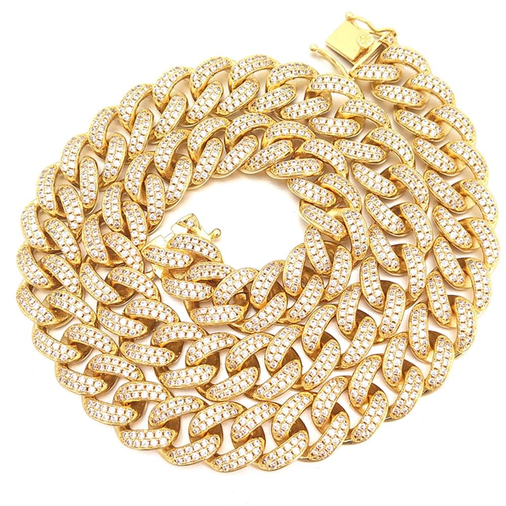 Bling Bling Cuban Chain 12MM Wide White / Yellow Gold Yellow Gold 18" HipHopBling
