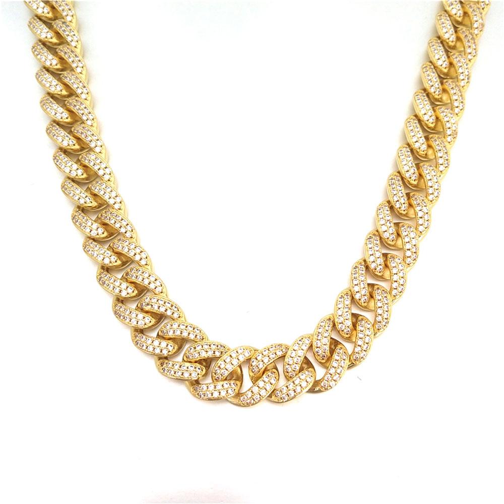 Bling Bling Cuban Chain 12MM Wide White / Yellow Gold Yellow Gold 18" HipHopBling