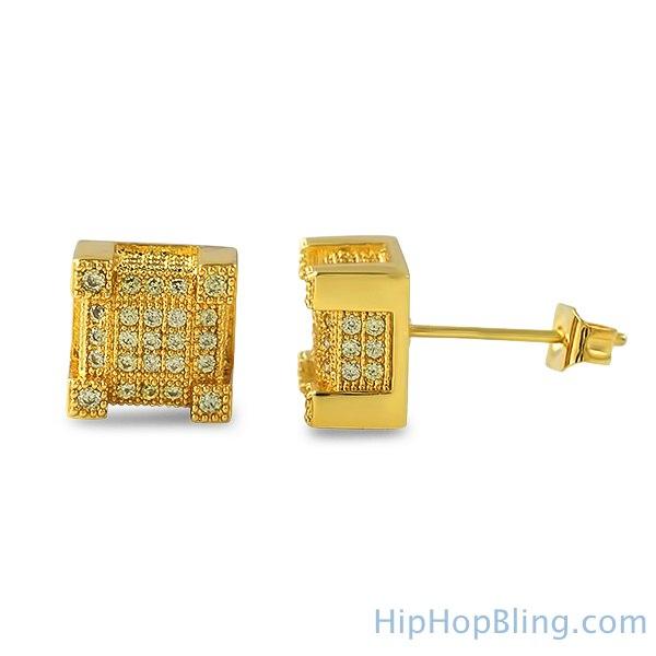 Bling Bling Cube Lemonade CZ Earrings HipHopBling
