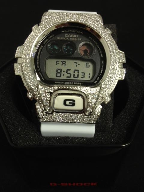 Bling Bling G Shock Watch 316L White Band DW6900 HipHopBling