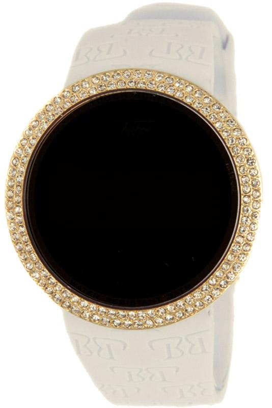 Bling Bling Gold Digital Touch Screen Watch White Band HipHopBling