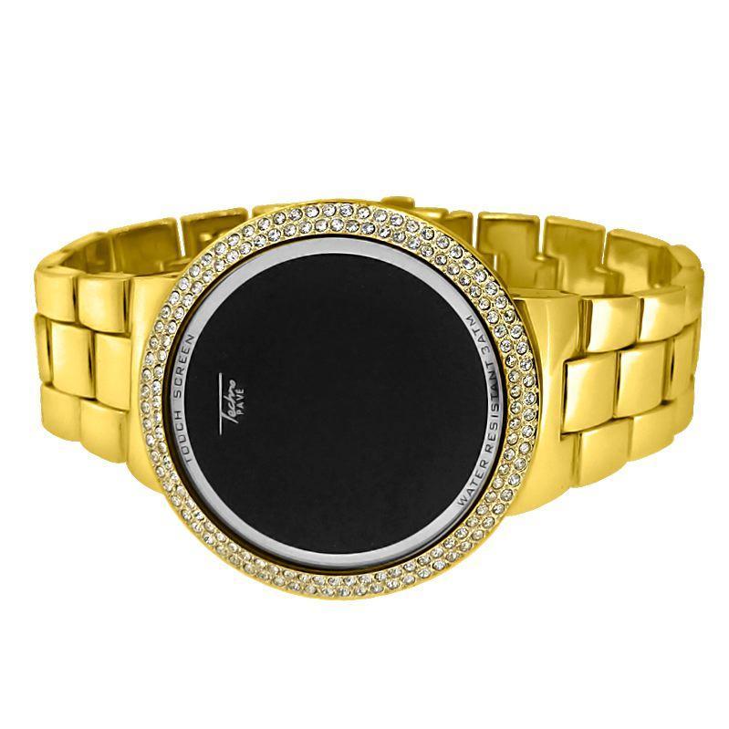 Bling Bling Gold LED Touch Screen Metal Band Watch HipHopBling