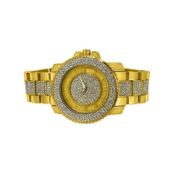 Bling Bling Gold Mesh Band Round LED Touch Screen Watch HipHopBling
