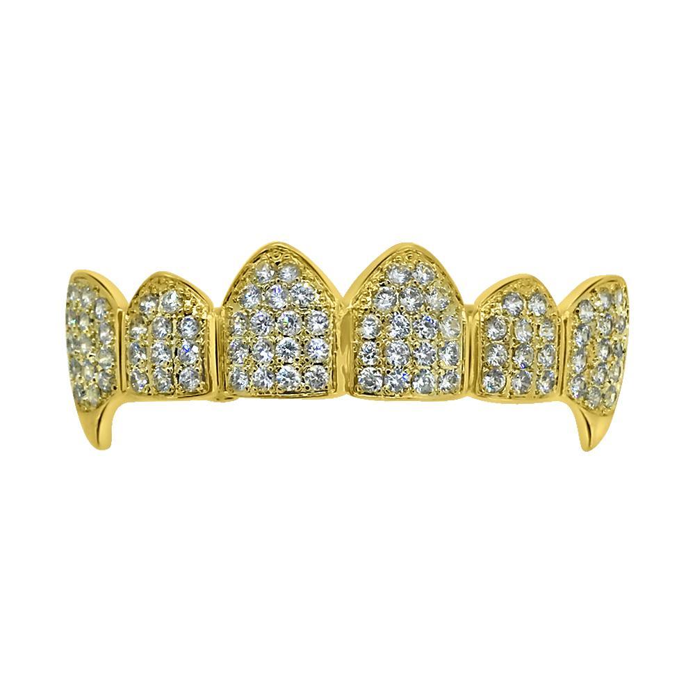 Bling Bling Grillz CZ Vampire Gold Top Teeth HipHopBling