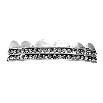 Bling Bling Grillz Double Row Silver Top HipHopBling