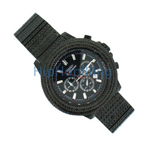 Bling Bling Lab Made Chrono Watch All Black Custom Band HipHopBling