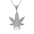 Bling Bling Marijuana Leaf Pendant Rhodium HipHopBling
