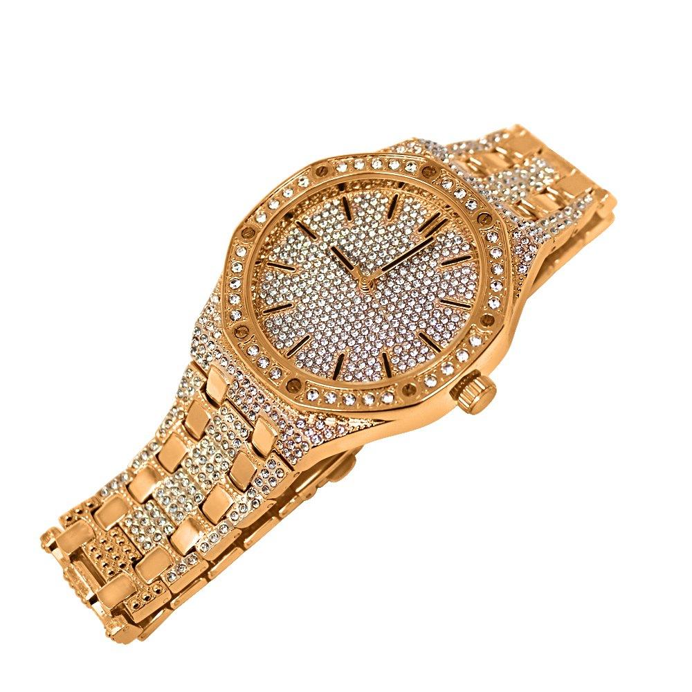 Bling Bling Octagon Watch Icey Rose Gold HipHopBling