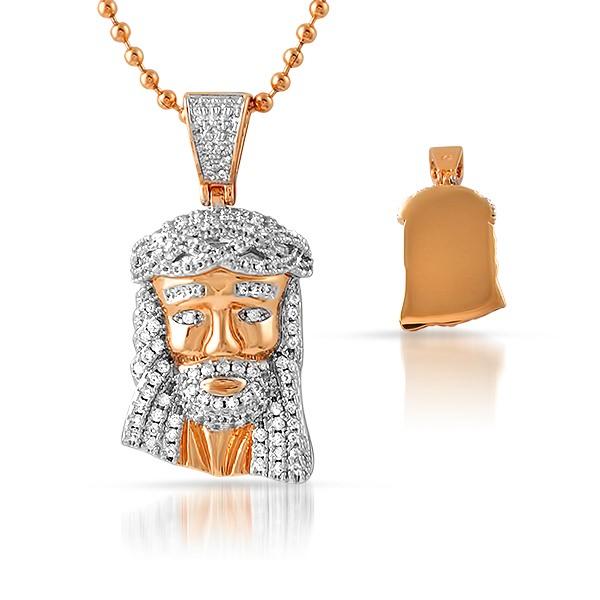 Bling Bling Rose Gold Micro Jesus Pendant Amazing HipHopBling