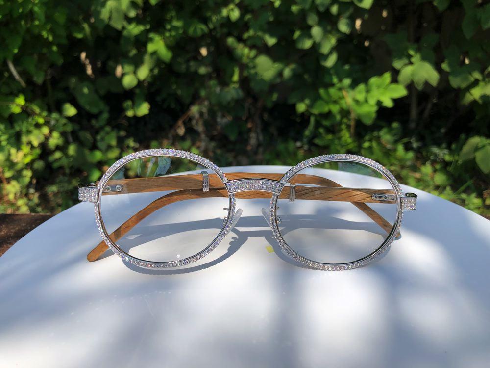 Bling Bling Sunglasses CZ Wooden Frames Gold HipHopBling