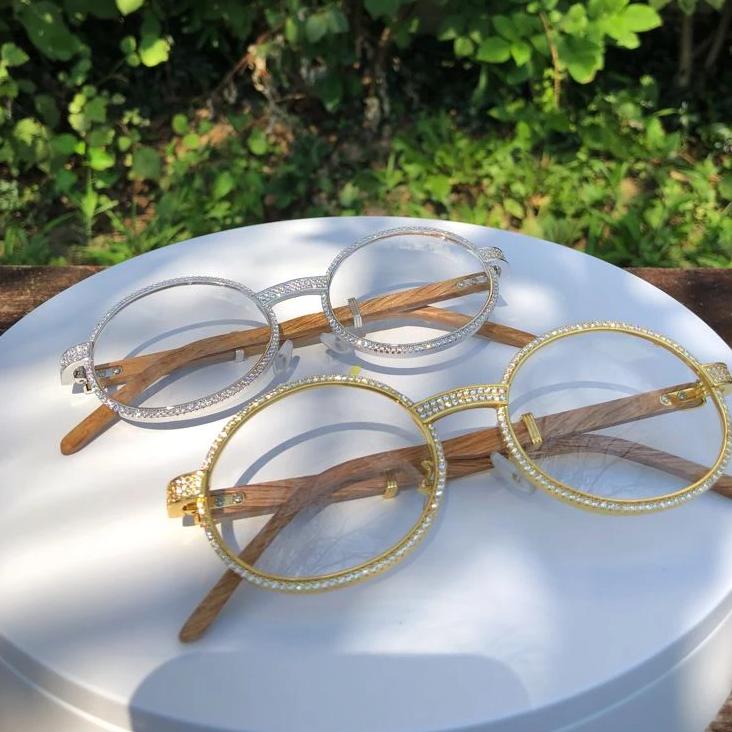 Bling Bling Sunglasses CZ Wooden Frames Gold HipHopBling