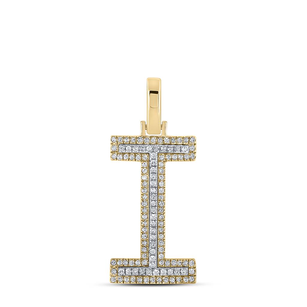 Block 30MM A - Z Letter Initial Diamond Pendant 10K Yellow Gold A HipHopBling