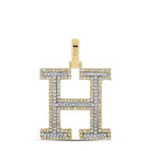 Block 30MM A - Z Letter Initial Diamond Pendant 10K Yellow Gold A HipHopBling