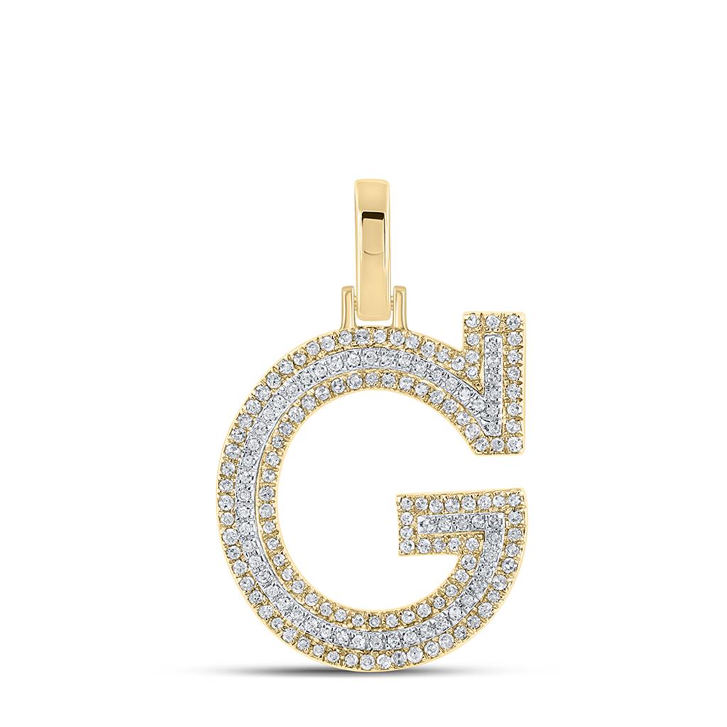 Block 30MM A - Z Letter Initial Diamond Pendant 10K Yellow Gold A HipHopBling