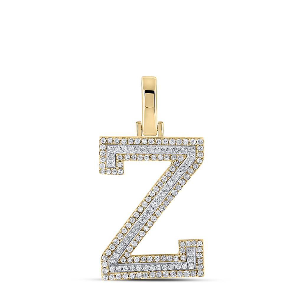 Block 30MM A - Z Letter Initial Diamond Pendant 10K Yellow Gold A HipHopBling