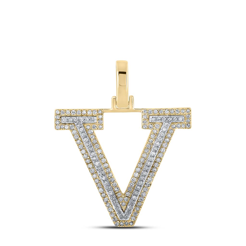 Block 30MM A - Z Letter Initial Diamond Pendant 10K Yellow Gold A HipHopBling