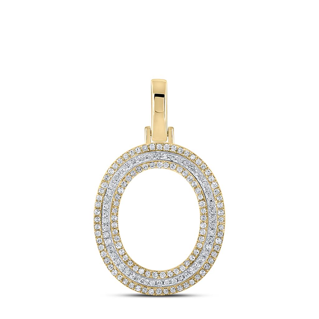 Block 30MM A - Z Letter Initial Diamond Pendant 10K Yellow Gold A HipHopBling