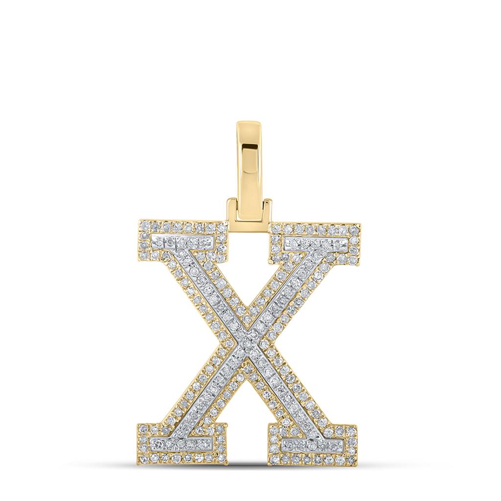 Block 30MM A - Z Letter Initial Diamond Pendant 10K Yellow Gold A HipHopBling