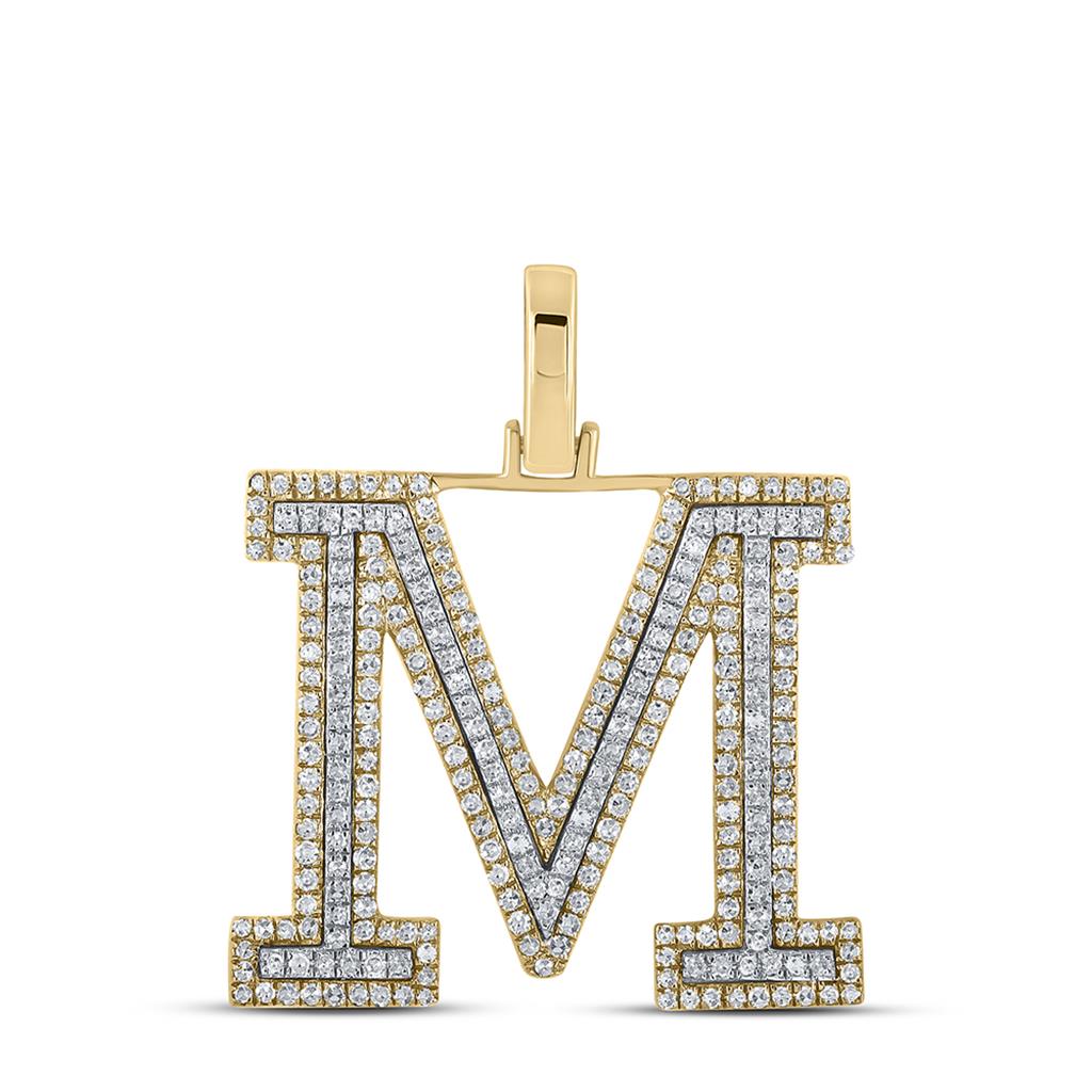 Block 30MM A - Z Letter Initial Diamond Pendant 10K Yellow Gold A HipHopBling