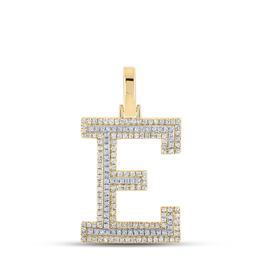Block 30MM A - Z Letter Initial Diamond Pendant 10K Yellow Gold A HipHopBling
