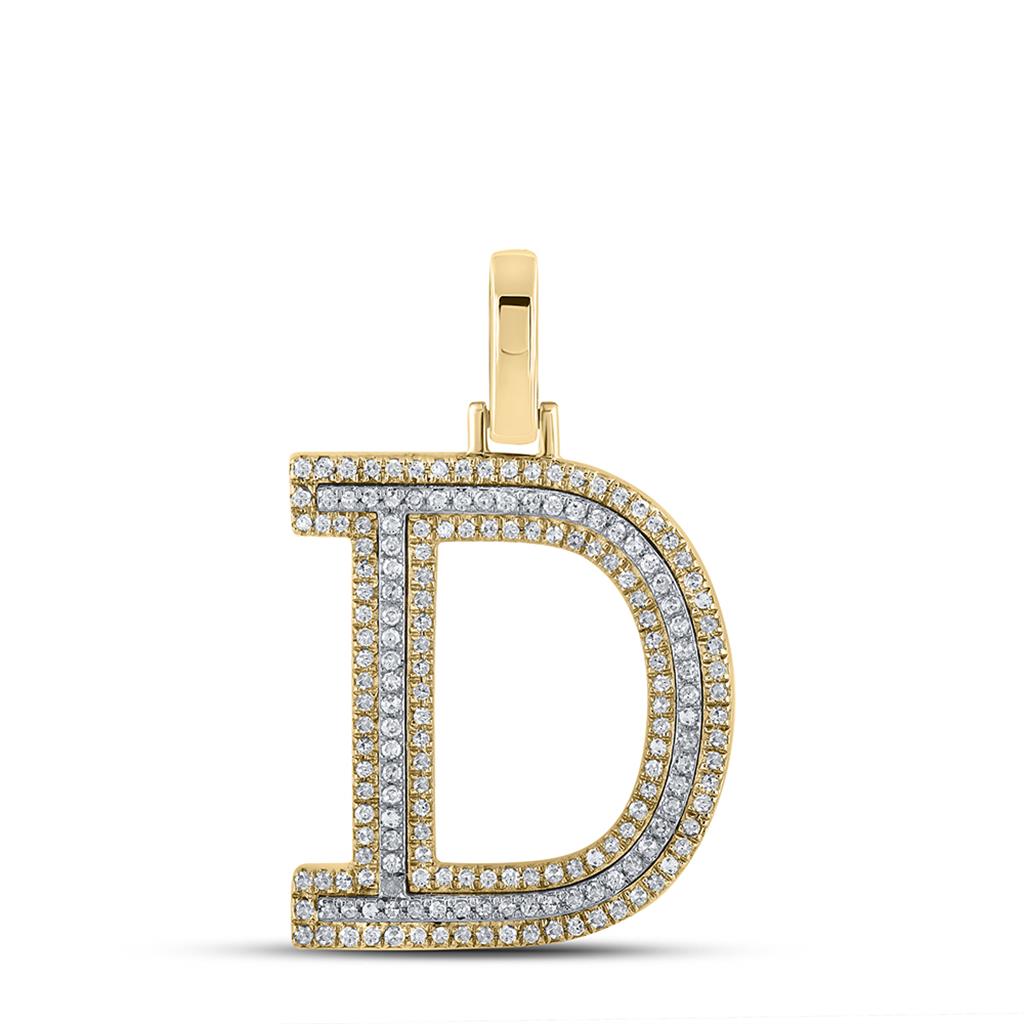 Block 30MM A - Z Letter Initial Diamond Pendant 10K Yellow Gold A HipHopBling
