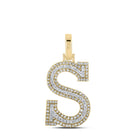 Block 30MM A - Z Letter Initial Diamond Pendant 10K Yellow Gold A HipHopBling