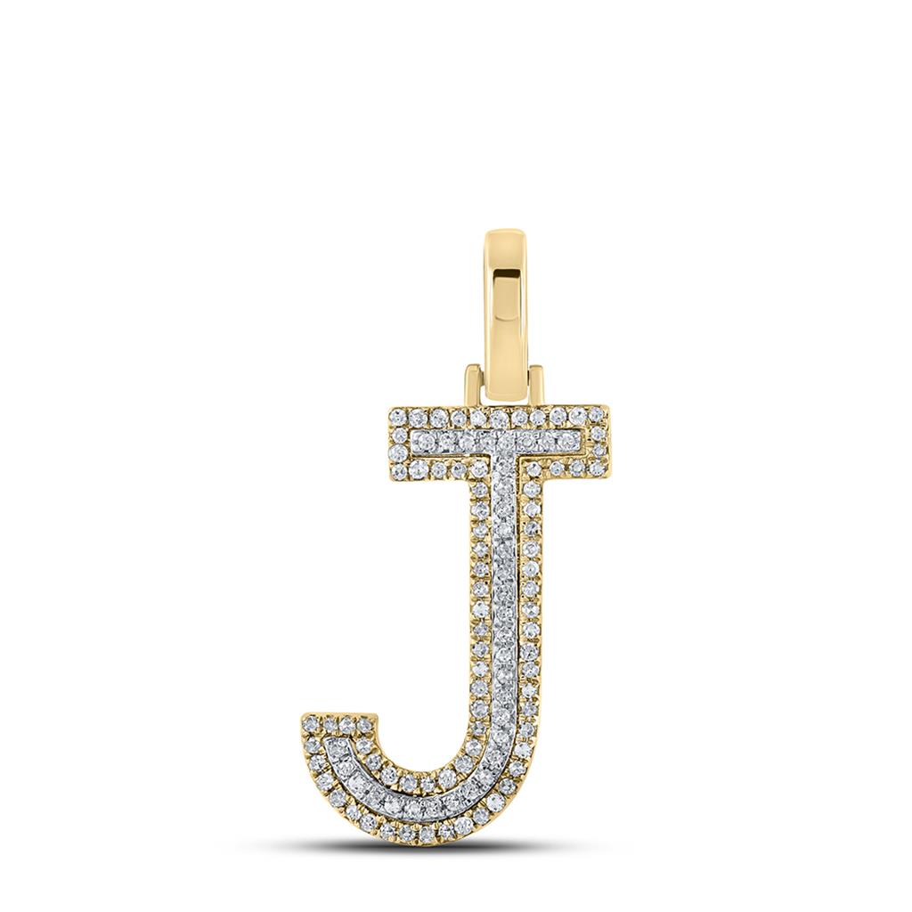 Block 30MM A - Z Letter Initial Diamond Pendant 10K Yellow Gold A HipHopBling