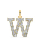 Block 30MM A - Z Letter Initial Diamond Pendant 10K Yellow Gold A HipHopBling