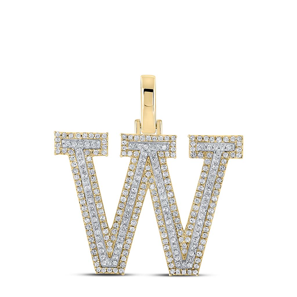 Block 30MM A - Z Letter Initial Diamond Pendant 10K Yellow Gold A HipHopBling