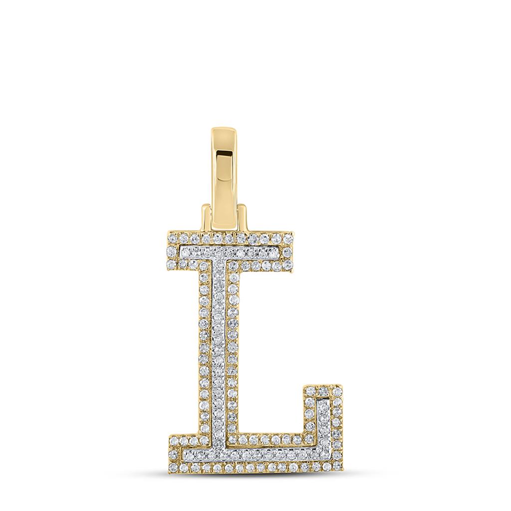 Block 30MM A - Z Letter Initial Diamond Pendant 10K Yellow Gold A HipHopBling