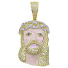 Blonde Blue Eye Jesus VVS CZ Hip Hop Bling Pendant Yellow Gold HipHopBling