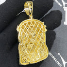 Blonde Blue Eye Jesus VVS CZ Hip Hop Bling Pendant Yellow Gold HipHopBling