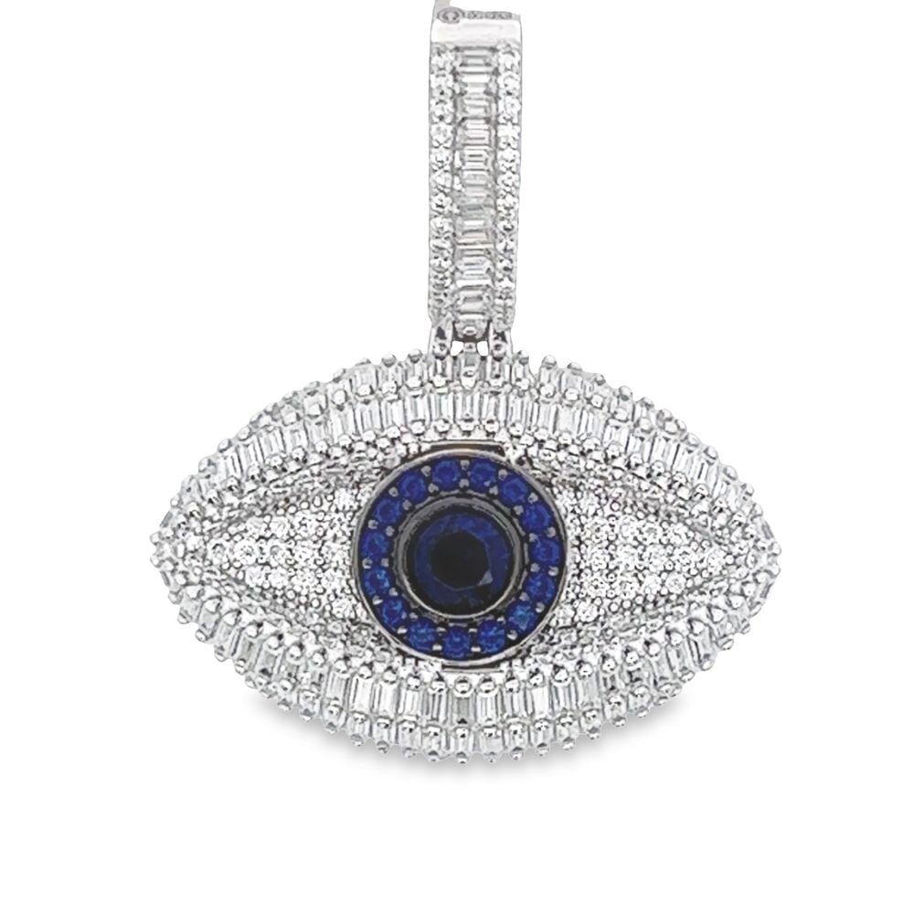 Blue Eye VVS Moissanite Pendant 2.51cttw .925 Sterling Silver HipHopBling