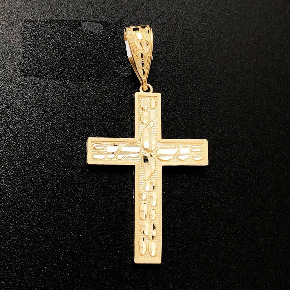 Bold Nugget Cross DC 10K Yellow Gold Pendant HipHopBling