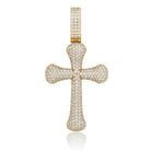 Bone Cross CZ Iced Out Hip Hop Bling Pendant Yellow Gold HipHopBling