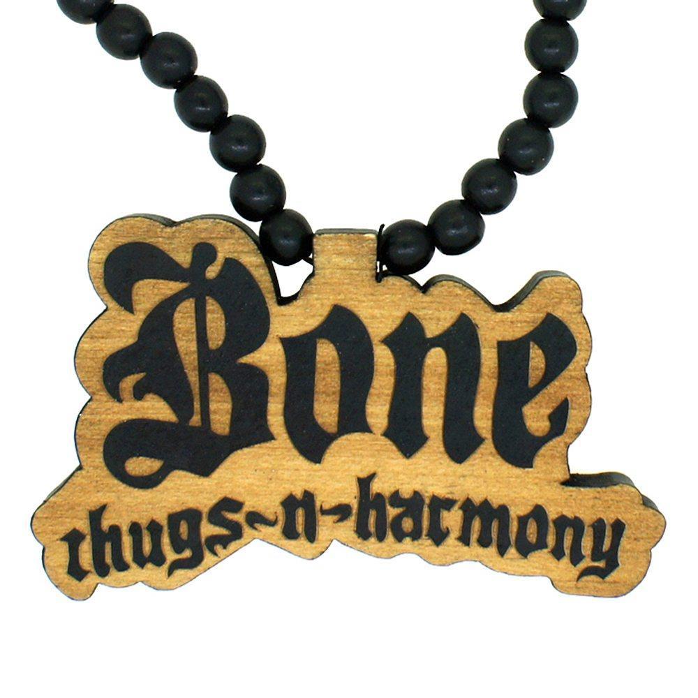 Bone Thugs N Harmony Wooden Pendant & Chain Black HipHopBling