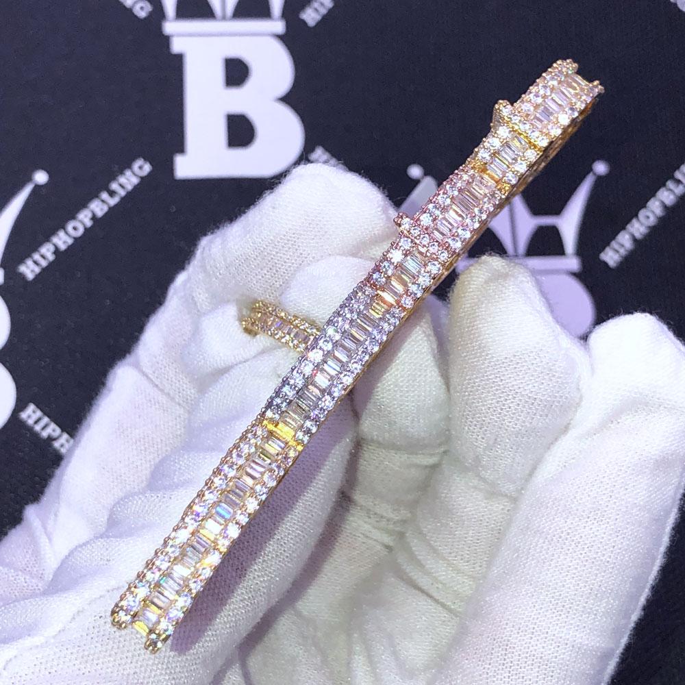 BOSS Baguette 3 Tone VVS CZ Iced Out Pendant 3 Tone HipHopBling
