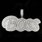 BOSS Baguette Piece VVS CZ Hip Hop Bling Bling Pendant White Gold HipHopBling