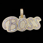 BOSS Baguette Piece VVS CZ Hip Hop Bling Bling Pendant Yellow Gold HipHopBling