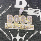 BOSS Built on Self Success CZ Hip Hop Bling Bling Pendant Yellow Gold HipHopBling
